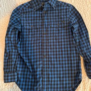 Kids Polo Black and Blue Checkered Button Down Shirt size 8